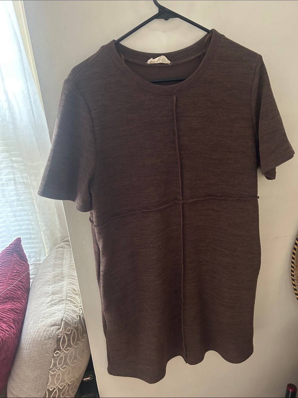 Women's Short Sleeve Knit Dress in Brown